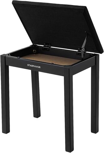 Starfavor Piano Bench with Storage Compartment, Piano Keyboard Stool with Iron Legs, Velvet Cushioned Piano Chair, Keyboard Bench Seat Color Black, STB-210 in Kuwait