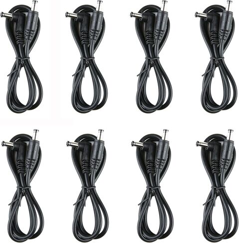 8 Pack Guitar Effect Pedal DC Cable 5.5mm x 2.1mm Power Lead Cord, 60CM Male to Male in Kuwait