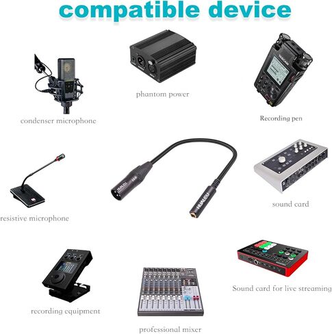 HUALEU 1FT 3-pin XLR أنثى إلى 1/8 بوصة TRS Mini Jack محول كابل، كابل محول محول صوت متوازن، XLR أنثى إلى 3.5 مم كابل محول صوت ستيريو جاك، in Kuwait