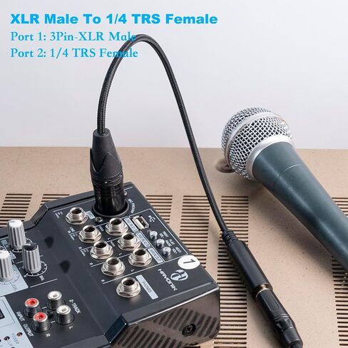 HUALEU 1FT 3-pin XLR أنثى إلى 1/8 بوصة TRS Mini Jack محول كابل، كابل محول محول صوت متوازن، XLR أنثى إلى 3.5 مم كابل محول صوت ستيريو جاك، in Kuwait