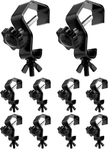 QWORK Stage Light Clamp Truss Clamps, 10 Pack Heavy Duty Metal Truss Hook C Clamp, 44 lbs Load, Fit 1-1-1/8 inches (25-30 mm) OD Tube, for DJ Par Light Spot Lights in Saudi Arabia