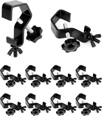 QWORK Stage Light Clamp Truss Clamps, 10 Pack Heavy Duty Metal Truss Hook C Clamp, 44 lbs Load, Fit 1-1-1/8 inches (25-30 mm) OD Tube, for DJ Par Light Spot Lights in Saudi Arabia
