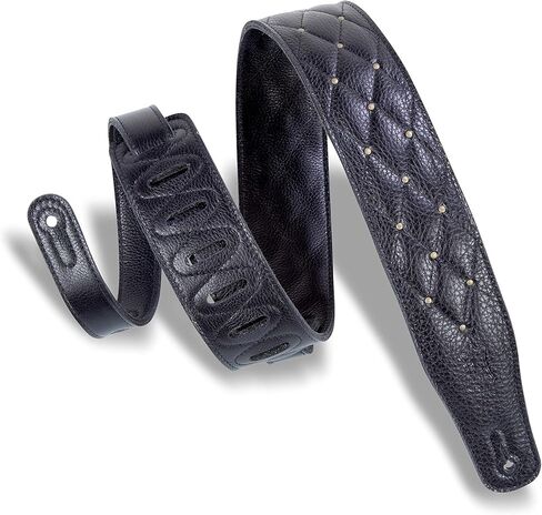 حزام جيتار جلدي من Levy's مقاس 2.5 بوصة، تصميم معنقدة؛ عنابي ونحاسي (MG26DS-BRG_ABR) in Kuwait