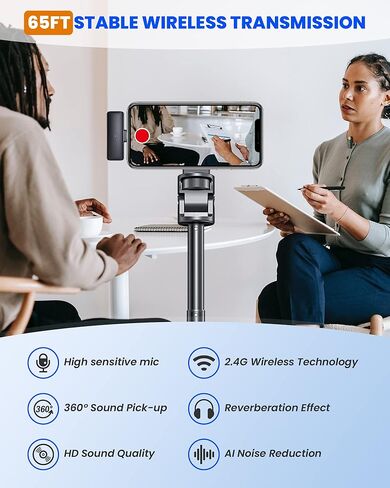 ميكروفون لافالير لاسلكي من Askshy لأجهزة iPhone iPad، 2 ميكروفون صغير مع علبة شحن، ميكروفون لاسلكي لتسجيل الفيديو، مدونة الفيديو، المقابلة، Tiktok، YouTube in Kuwait