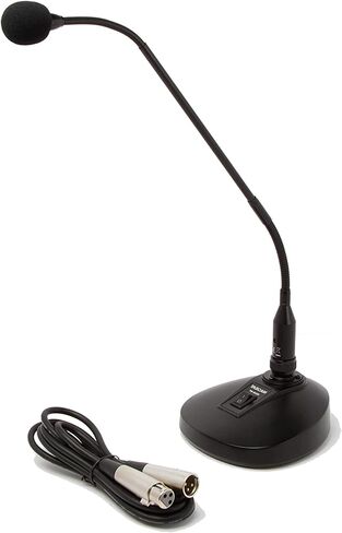 Tascam TM-95GN ميكروفون مكثف لسطح المكتب معقوفة باللون الأسود ومونوبرايس 114891 ميكروفون تجاري لسطح المكتب مع زر تشغيل/إيقاف (بدون شعار)، أسود in Kuwait