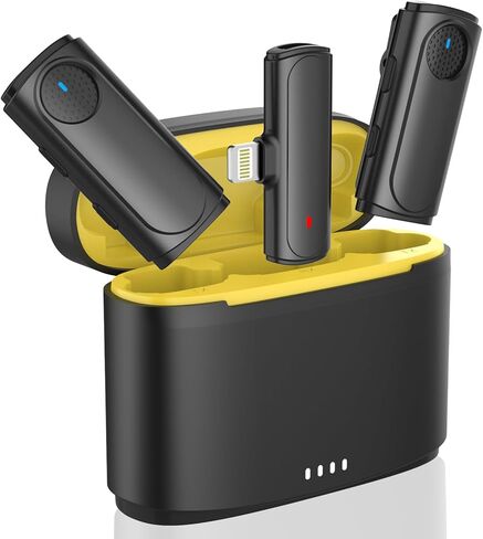 MAYBESTA Wireless Lavalier Microphone for iPhone iPad - Mini Phone Mic with Charging Case for Video Recording - 2 Clip on Lapel Microphones for YouTube Vlogging Interview in Kuwait