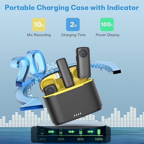 MAYBESTA Wireless Lavalier Microphone for iPhone iPad - Mini Phone Mic with Charging Case for Video Recording - 2 Clip on Lapel Microphones for YouTube Vlogging Interview in Kuwait