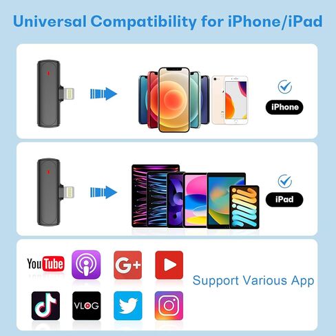 MAYBESTA Wireless Lavalier Microphone for iPhone iPad - Mini Phone Mic with Charging Case for Video Recording - 2 Clip on Lapel Microphones for YouTube Vlogging Interview in Kuwait