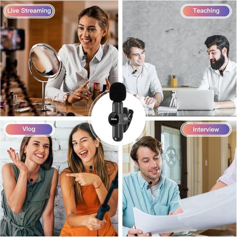 Wireless Lavalier Microphone for iPhone iPad,Plug-Play Wireless Mic for Video Recording,Professional Lav Mic for YouTube,TikTok,Clip-on Microphones for Live Streaming,Auto Sync/No APP（iOS） in Kuwait