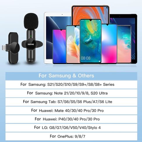 Wireless Lavalier Microphone for iPhone iPad,Plug-Play Wireless Mic for Video Recording,Professional Lav Mic for YouTube,TikTok,Clip-on Microphones for Live Streaming,Auto Sync/No APP（iOS） in Kuwait