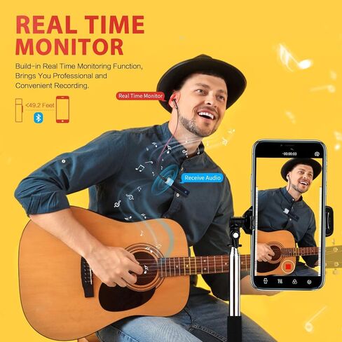 ساباين تيك ميكروفون لافالير لاسلكي من سمارت مايك بلس قابل لاعادة الشحن بتقنية البلوتوث بخاصية الغاء الضوضاء لاجهزة ايفون واندرويد وايباد وتسجيل الفيديو والمقابلات والتدريس والمدونات الصوتية (اسود) in Kuwait