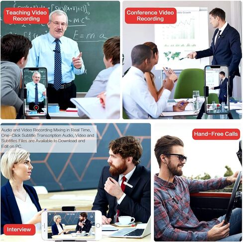 ساباين تيك ميكروفون لافالير لاسلكي من سمارت مايك بلس قابل لاعادة الشحن بتقنية البلوتوث بخاصية الغاء الضوضاء لاجهزة ايفون واندرويد وايباد وتسجيل الفيديو والمقابلات والتدريس والمدونات الصوتية (اسود) in Kuwait