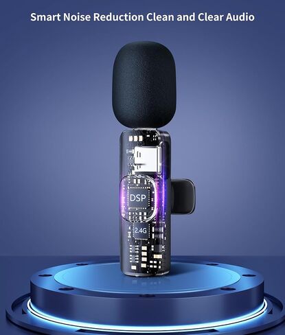 ميكروفون Paobas الاحترافي اللاسلكي Lavalier Lapel لأجهزة iPhone وiPad - عبوتين 2.4 جيجا هرتز التوصيل والتشغيل ميكروفون مشبك على الصدر - تقليل الضوضاء، ميكروفون تسجيل للمقابلة، فيديو Podcast Vlog YouTube in Kuwait