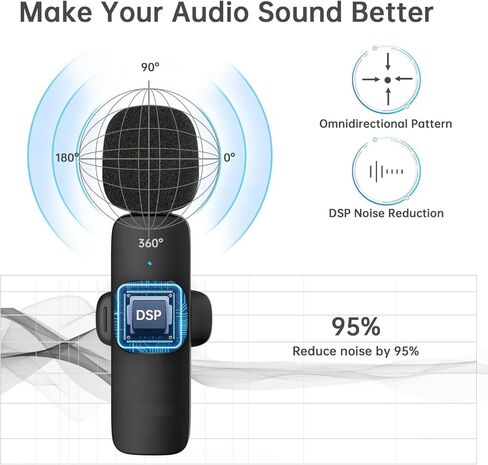 ميكروفون HUACAM اللاسلكي للكاميرا/GoPro/الكمبيوتر/الكمبيوتر المحمول/MacBook/الهاتف، ميكروفون احترافي بمشبك لتسجيل الفيديو، YouTube، Vlog، Tiktok، المقابلة in Kuwait