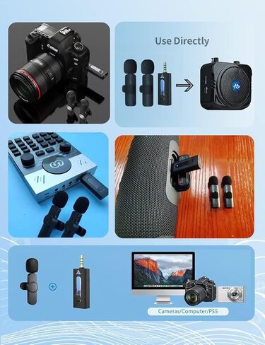ميكروفون HUACAM اللاسلكي للكاميرا/GoPro/الكمبيوتر/الكمبيوتر المحمول/MacBook/الهاتف، ميكروفون احترافي بمشبك لتسجيل الفيديو، YouTube، Vlog، Tiktok، المقابلة in Kuwait