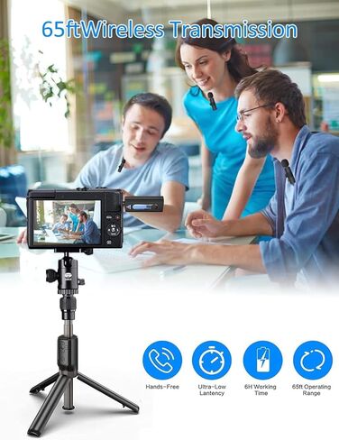 ميكروفون HUACAM اللاسلكي للكاميرا/GoPro/الكمبيوتر/الكمبيوتر المحمول/MacBook/الهاتف، ميكروفون احترافي بمشبك لتسجيل الفيديو، YouTube، Vlog، Tiktok، المقابلة in Kuwait