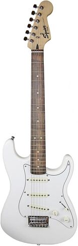 جيتار كهربائي Strat مقاس 24 بوصة من Fender Squier مع مكبر صوت Frontman 10G وحزام ولقطات - أبيض أوليمبي in Saudi Arabia