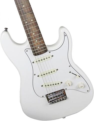 جيتار كهربائي Strat مقاس 24 بوصة من Fender Squier مع مكبر صوت Frontman 10G وحزام ولقطات - أبيض أوليمبي in Saudi Arabia