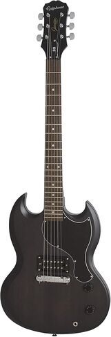 حزمة مشغل الجيتار الكهربائي Epiphone SG Junior مع حقيبة الحفلة والحزام وأعواد الجيتار والأمبير والحبل - باللون الأسود in Kuwait