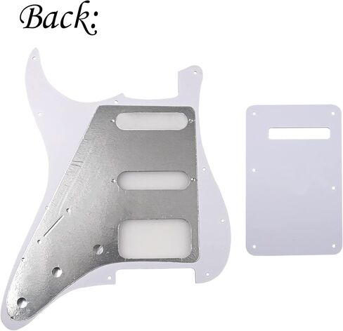 1Pcs Yootones 11 Hole Round Corner Strat HSS Pickguard Guitar BackPlate Set with Pickguard Screws Compatible with USA/Mexican Stratocaster Mounting Open Pickup (4Ply Gray Pearl) in Kuwait