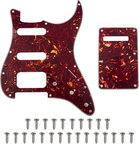 1Pcs Yootones 11 Hole Round Corner Strat HSS Pickguard Guitar BackPlate Set with Pickguard Screws Compatible with USA/Mexican Stratocaster Mounting Open Pickup (4Ply Gray Pearl) in Kuwait