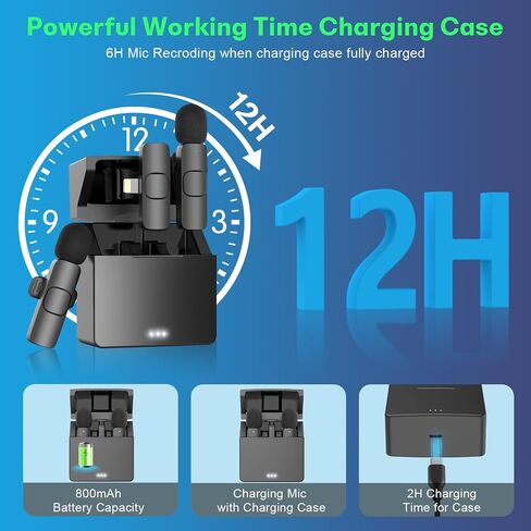 MAYBESTA Wireless Lavalier Microphone for iPhone iPad - Phone Microphones with Charging Case - Clip on Lapel Mini Mic for Video Recording YouTube Vlogging Interview Live Streaming in Kuwait