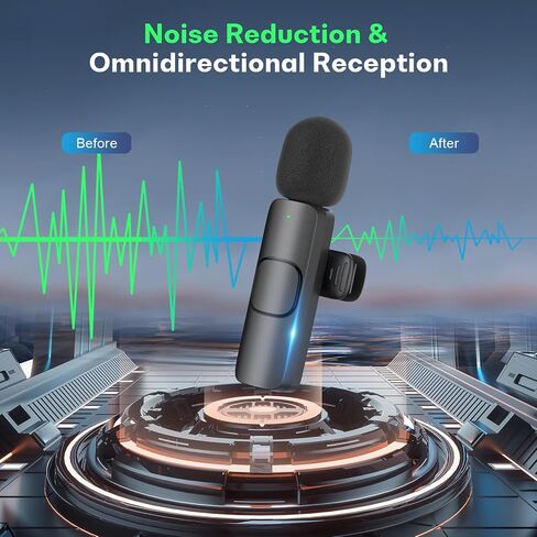 MAYBESTA Wireless Lavalier Microphone for iPhone iPad - Phone Microphones with Charging Case - Clip on Lapel Mini Mic for Video Recording YouTube Vlogging Interview Live Streaming in Kuwait
