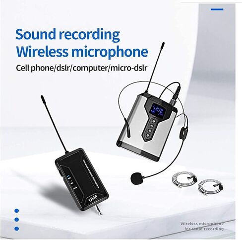 Depusheng نظام ميكروفون لاسلكي Lavalier ميكروفون مع بوديباك قابل لإعادة الشحن وجهاز استقبال هاتف صغير لاسلكي لكاميرات SLR in Kuwait