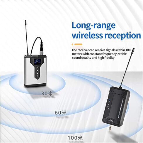 Depusheng نظام ميكروفون لاسلكي Lavalier ميكروفون مع بوديباك قابل لإعادة الشحن وجهاز استقبال هاتف صغير لاسلكي لكاميرات SLR in Kuwait