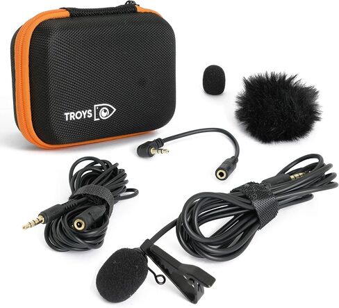 TROYS Professional Omnidirectional Lavalier Lapel Microphone - Condenser Lav Mic for Recording Podcast/Vlogging/Interview/Audio/Video/YouTube - Compatible with iPhone/Android/Tablet/DSLR in Saudi Arabia