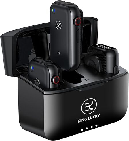 Kinglucky Wireless Lavalier Microphone, with Professional ANC Noise Reduction, Charging Case, 10H Battery Life, 80m(262FT), Wireless Microphone for DSLR Camera, iPhone, Android, PC, Live Streaming in Kuwait