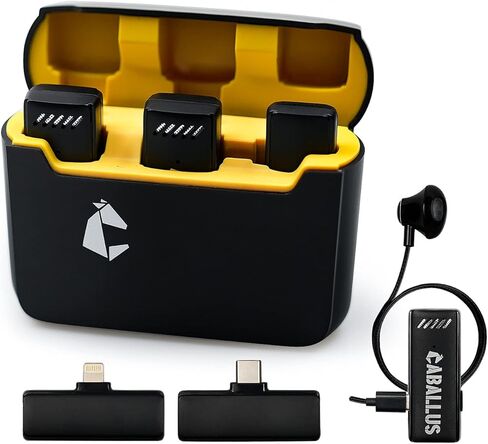 ميكروفونات لافالير لاسلكية من كابالوس لاجهزة ايفون وايباد واندرويد مع حافظة شحن، ميكروفون لاسلكي احترافي لتيك توك ويوتيوب والبث المباشر وتسجيل الفيديو in Kuwait