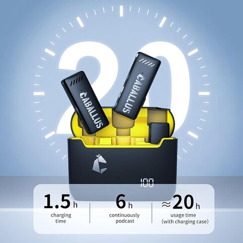 ميكروفونات لافالير لاسلكية من كابالوس لاجهزة ايفون وايباد واندرويد مع حافظة شحن، ميكروفون لاسلكي احترافي لتيك توك ويوتيوب والبث المباشر وتسجيل الفيديو in Kuwait