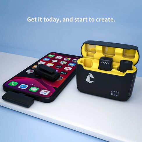 ميكروفونات لافالير لاسلكية من كابالوس لاجهزة ايفون وايباد واندرويد مع حافظة شحن، ميكروفون لاسلكي احترافي لتيك توك ويوتيوب والبث المباشر وتسجيل الفيديو in Kuwait