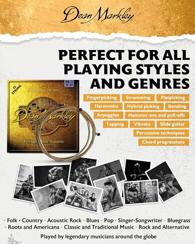 Dean Markley Signature Vintage Bronze Acoustic Guitars 12 Strings Set, 11-50 Acoustic Guitar Strings Medium Light with Superior Tone Quality & Long Lasting Peformance, Made in the USA in Kuwait