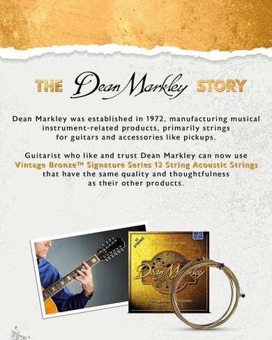 Dean Markley Signature Vintage Bronze Acoustic Guitars 12 Strings Set, 11-50 Acoustic Guitar Strings Medium Light with Superior Tone Quality & Long Lasting Peformance, Made in the USA in Kuwait