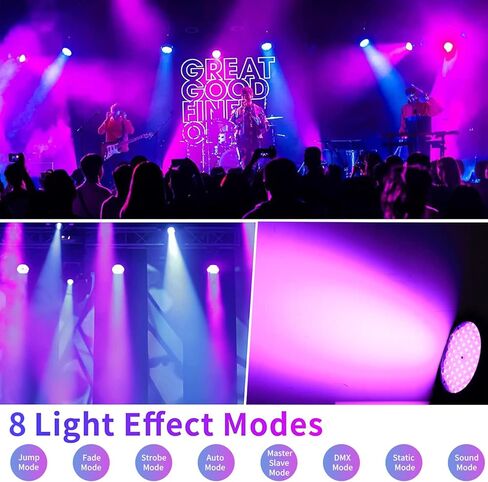 BETOPPER DJ Par Light 60 LED RGB 95W Slim Strobe Stage Wash Lighting Uplight DMX Disco Party Lights لحدث الكنيسة، عيد الميلاد، الزفاف، الأحداث المدرسية، DJ المحمول، عرض الموسيقى الحية وما إلى ذلك (4 حزم) in Kuwait