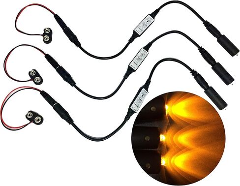 3 عبوات كهرمانية LED ذات تأثير صغير مع مفتاح وميض فلاش للتحكم في الإضاءة الخافتة 9 فولت تعمل من أجل مشهد الدعائم - شعاع ضوء إضاءة ضيقة in Kuwait