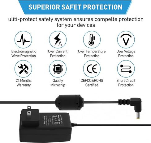 9.5V AC/DC Adapter for Casio Piano Keyboard： UL Listed Power Supply Charger for Casio Keyboard Power Cord AD-5 AD-5MU AD-5MR SA-46 WK-110 WK-220 LK-43 LK-100 LK-120 CTK-496 (8.2 Ft Long Cord) in Kuwait