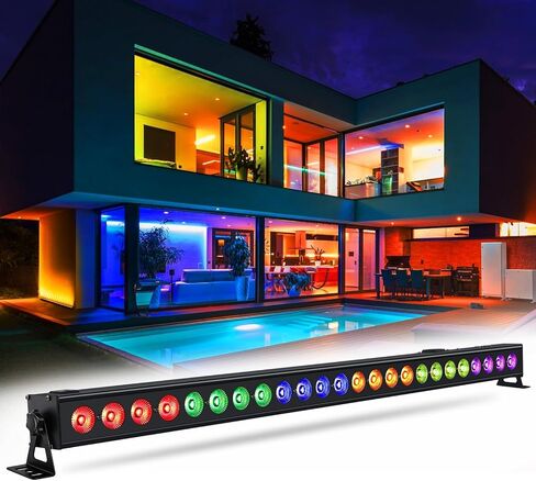 شريط ضوء غسيل المرحلة LED: 24LEDs 96W 4in1 RGBA DJ Light Bar DMX التحكم في الصوت المنشط التشغيل التلقائي Uplights للأحداث الموسيقى والرقص وحفلات الزفاف والعروض الحية وديكور الكنيسة وإضاءة المسرح in Kuwait