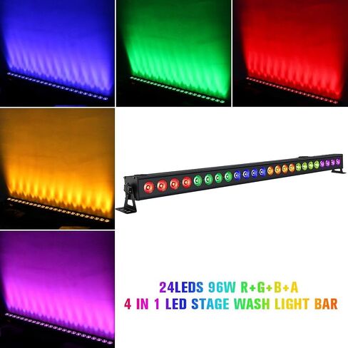 شريط ضوء غسيل المرحلة LED: 24LEDs 96W 4in1 RGBA DJ Light Bar DMX التحكم في الصوت المنشط التشغيل التلقائي Uplights للأحداث الموسيقى والرقص وحفلات الزفاف والعروض الحية وديكور الكنيسة وإضاءة المسرح in Kuwait