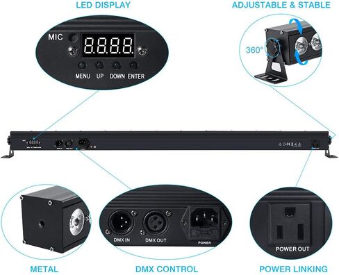 شريط ضوء غسيل المرحلة LED: 24LEDs 96W 4in1 RGBA DJ Light Bar DMX التحكم في الصوت المنشط التشغيل التلقائي Uplights للأحداث الموسيقى والرقص وحفلات الزفاف والعروض الحية وديكور الكنيسة وإضاءة المسرح in Kuwait