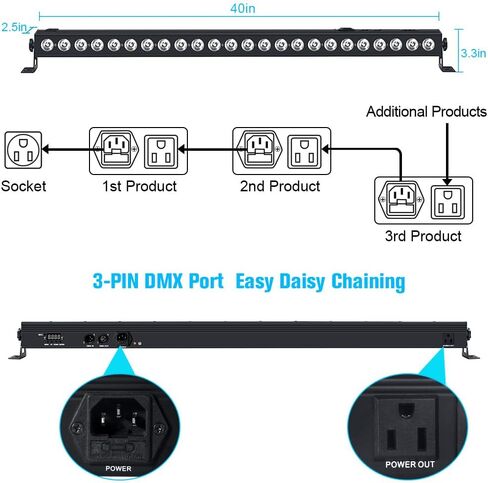 شريط ضوء غسيل المرحلة LED: 24LEDs 96W 4in1 RGBA DJ Light Bar DMX التحكم في الصوت المنشط التشغيل التلقائي Uplights للأحداث الموسيقى والرقص وحفلات الزفاف والعروض الحية وديكور الكنيسة وإضاءة المسرح in Kuwait
