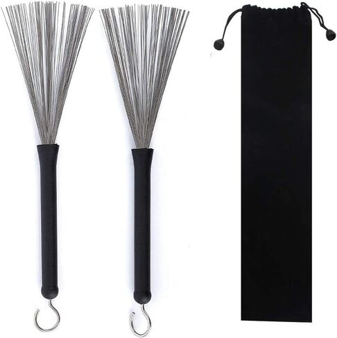 1 Pair Drum Brushes Retractable Drum Wire Brushes Drum Sticks Brush Comfortable Rubber Handles, Perfect Gift for Rock Band, Country music, Folk,Drummers in Saudi Arabia
