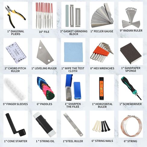 مجموعة أدوات الجيتار AOFUXTI - مجموعة أدوات إصلاح الجيتار، مجموعة صيانة الجيتار تتضمن كماشة، مستوى، مسطرة توصيل، لفافة سلسلة، مفتاح ربط سداسي، مفك براغي، مبرد، واقي لوحة الفريتس، ​​للإعداد، التجويد in Kuwait