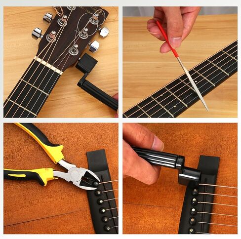 مجموعة أدوات الجيتار AOFUXTI - مجموعة أدوات إصلاح الجيتار، مجموعة صيانة الجيتار تتضمن كماشة، مستوى، مسطرة توصيل، لفافة سلسلة، مفتاح ربط سداسي، مفك براغي، مبرد، واقي لوحة الفريتس، ​​للإعداد، التجويد in Kuwait