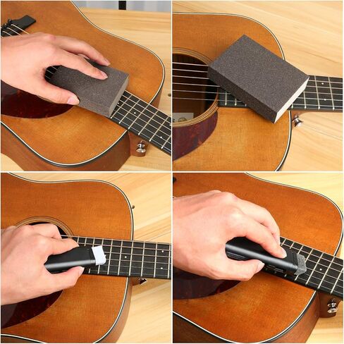 مجموعة أدوات الجيتار AOFUXTI - مجموعة أدوات إصلاح الجيتار، مجموعة صيانة الجيتار تتضمن كماشة، مستوى، مسطرة توصيل، لفافة سلسلة، مفتاح ربط سداسي، مفك براغي، مبرد، واقي لوحة الفريتس، ​​للإعداد، التجويد in Kuwait