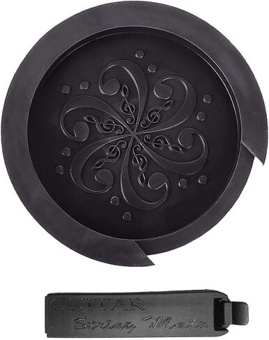 TUOREN 2PCS Soundhole Cover + String Silencer Rubber Acoustic Guitar Mute Silencer Feedback Buster Fit 4 inch Soundhole (Brown) in Kuwait