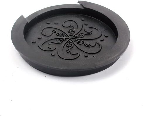 TUOREN 2PCS Soundhole Cover + String Silencer Rubber Acoustic Guitar Mute Silencer Feedback Buster Fit 4 inch Soundhole (Brown) in Kuwait