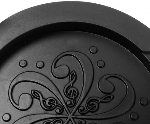 TUOREN 2PCS Soundhole Cover + String Silencer Rubber Acoustic Guitar Mute Silencer Feedback Buster Fit 4 inch Soundhole (Brown) in Kuwait